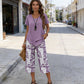 🥳SUMMER HOT SALE 70% OFF!🔥Casual Round Neck Layered Tunic Top and Wide Leg Pants Set
