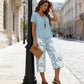 🥳SUMMER HOT SALE 70% OFF!🔥Casual Round Neck Layered Tunic Top and Wide Leg Pants Set