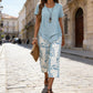 🥳SUMMER HOT SALE 70% OFF!🔥Casual Round Neck Layered Tunic Top and Wide Leg Pants Set