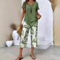🥳SUMMER HOT SALE 70% OFF!🔥Casual Round Neck Layered Tunic Top and Wide Leg Pants Set