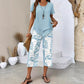 🥳SUMMER HOT SALE 70% OFF!🔥Casual Round Neck Layered Tunic Top and Wide Leg Pants Set