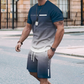 🎁New Arrival 50% OFF💥Men's Gradient Color T-Shirt & Shorts Set