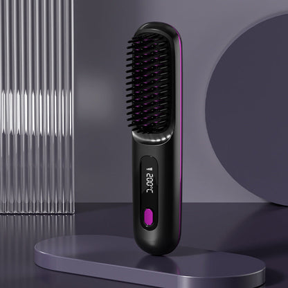 💁‍♀️Wireless Ceramic Hair Straightening Comb – Fast Heating, Anti-Frizz & Tangle-Free Design✨