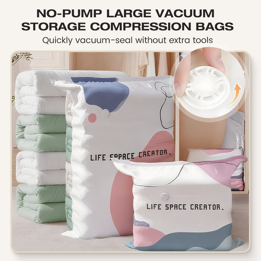 🔥LAST DAY SALE BUY 2 GET 1 FREE!!🏆🇬🇧 UK’s #1 Best💯No‑Pump Vacuum Storage Bags – Press & seal, no pump needed. Saves 80% space, keeps clothes dry & dust‑free. Perfect for bulky bedding & off‑season gear. 🛏️🗄️