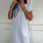 Women's Round Neck Short Sleeve Cotton Linen Dress