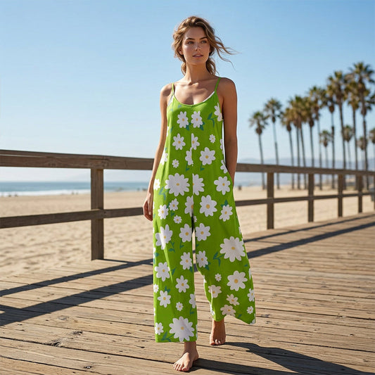 📢Summer Hot Sale!!⏰Women's Floral Print Wide Leg Jumpsuit