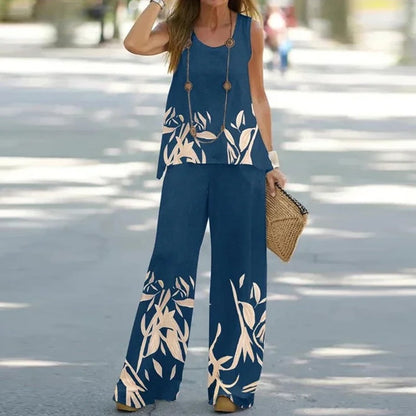 Women's Sleeveless Top & Wide-Leg Pants Set