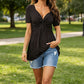 Women's Short Sleeve V-Neck Twist Front Tunic Top