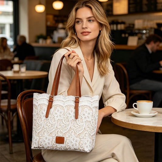 ✨🩷New Arrivals 50% oFF!🩷👜Nice Gift- Elegant Lace Large Capacity Tote Bag