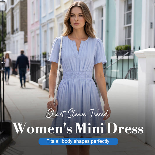 🔥Summer Hot Sale - 65% Off😍Women's Short Sleeve Tiered Mini Dress