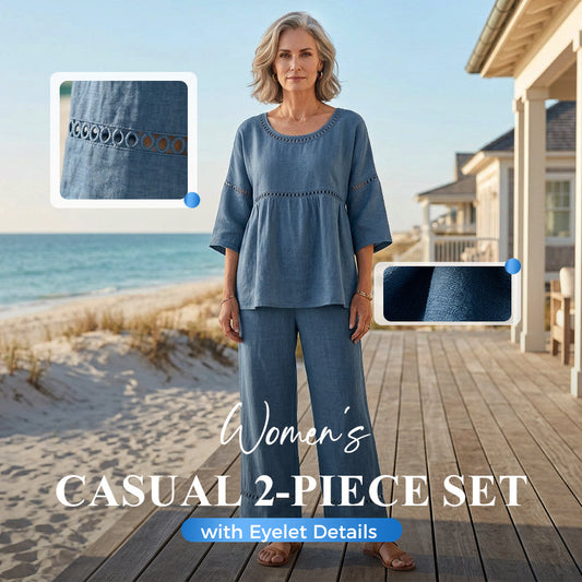 🔥New Arrivals: 70% Off!!🔥Women's Casual 2-Piece Set with Eyelet Details