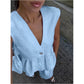 👚50% OFF NOW!👖Solid Color V-Neck Sleeveless Top & Wide Leg Pants Two-Piece Set
