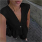👚50% OFF NOW!👖Solid Color V-Neck Sleeveless Top & Wide Leg Pants Two-Piece Set