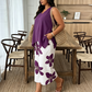 🔥New Arrivals🔥Women's Asymmetrical Top & Floral Capri Pants Set