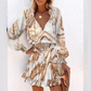 💖✨New Arrival🥰🎁Women's V-Neck Long Sleeve Ruffle Hem Mini Dress