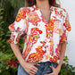 🌸SUMMER SALE 50% OFF😍Floral V-neck Puff Sleeve Blouse For Women