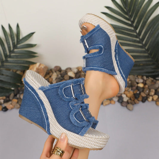 🌊 Women's Casual Denim Platform Slide Sandals ☀️