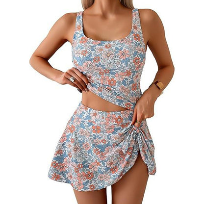 ☀️Summer Sale 70% Off🌊Tank Top & Side Tie Skirt Swimwear Set