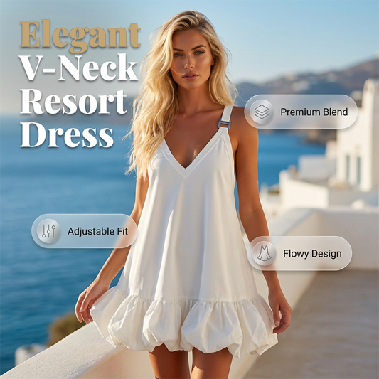 📢📢70% OFF !! ⏰Women's V-Neck Strap Dress with Bubble Ruffle Hem👗