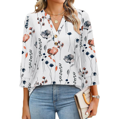 🌸Summer Sale 70% OFF👕Casual Printed V-Neck Top for Women