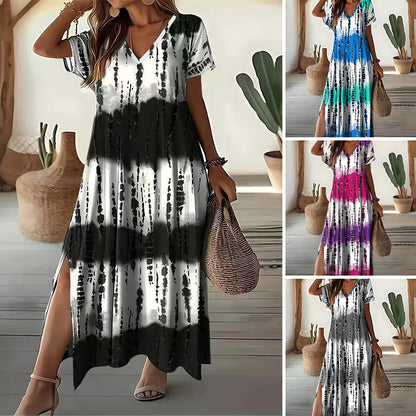 🏖️🌸Summer Hot Sale 60% OFF💃50K+ SOLD!💞Women’s Causal V-Neck Gradient Dress