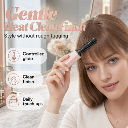 💇50% OFF NOW! ⚡50K+ SOLD! 👩Shape hair in 3 seconds! Portable Cordless Mini Hair Straightener Comb – Rechargeable Bang Styling Hot Brush, On-the-Go Touch-Up Heated Comb for Travel