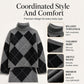 ⏳ LAST DAY SALE – 50% OFF! 🍂✨ Women's Argyle Knit Sweater & Skirt Set – Elegant, Cosy & Effortlessly Chic