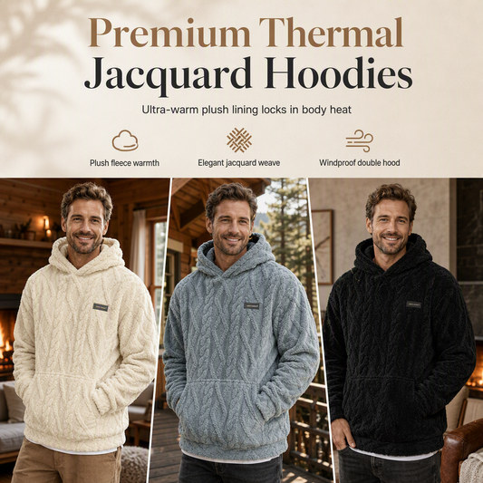 ⏳LAST DAY SALE ONLY ￡14.99!!✨Men's Winter Fleece Lined Hoodie Jacquard Pattern Long Sleeve Pullover Sweatshirt for Casual Outdoor Wear✨