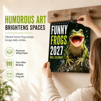 ⭐New Arrival🐸Funny Frogs 2027 Wall Calendar – Cute Humorous Frog Calendar, Quirky Amphibian Gift, Nature & Wildlife Decor