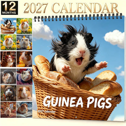 🏆Last Day Special Price!!🗓️Buy 2 Get 1 Free✨🔥2027 Funny Adorable Guinea Pig Wall Calendar