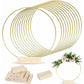 😍Last Day Hot Sales - 50% OFF🎁Gold Metal Floral Hoop Centerpiece with Wooden Stand