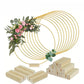 😍Last Day Hot Sales - 50% OFF🎁Gold Metal Floral Hoop Centerpiece with Wooden Stand