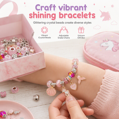 🥳 HOT SALE – 50% OFF! 💎 Kids DIY Charm Bracelet Making Kit for Girls ✨