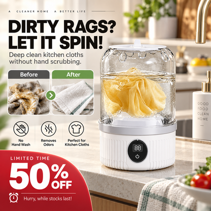 🧺Limited Sale 50% OFF🎁Free your hands🥰Wireless Charging Mini Washing Machine