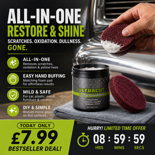 🚗50% OFF NOW ! 💦Ultracut Polishing Compound with Polishing Pad – scratch removal, surface restoration, safe mild formula, universal multi-surface use.💞 Auto & household repair essential!🥳