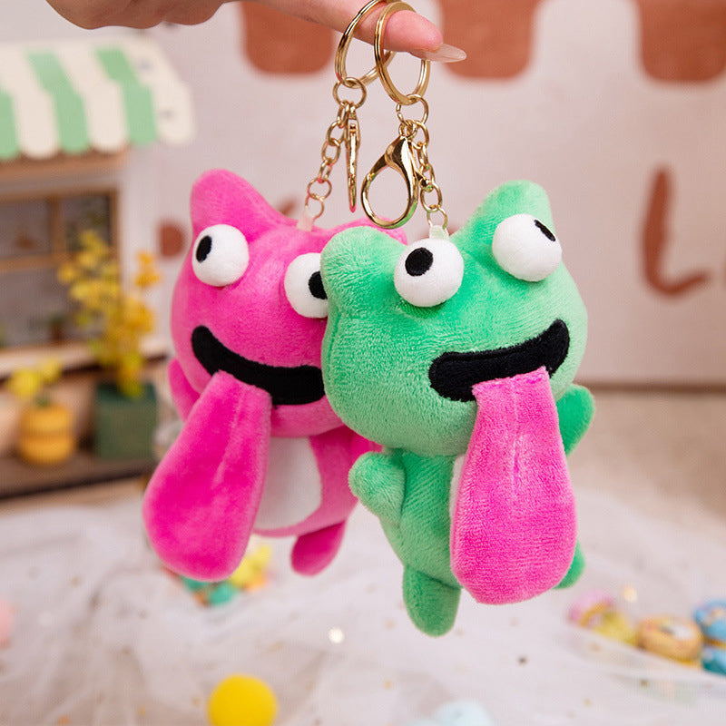 Cute Plush Animal Keychain Sticking out Tongue Frog – verginy