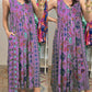 Vintage Floral Print Loose Sleeveless Jumpsuit-free shipping